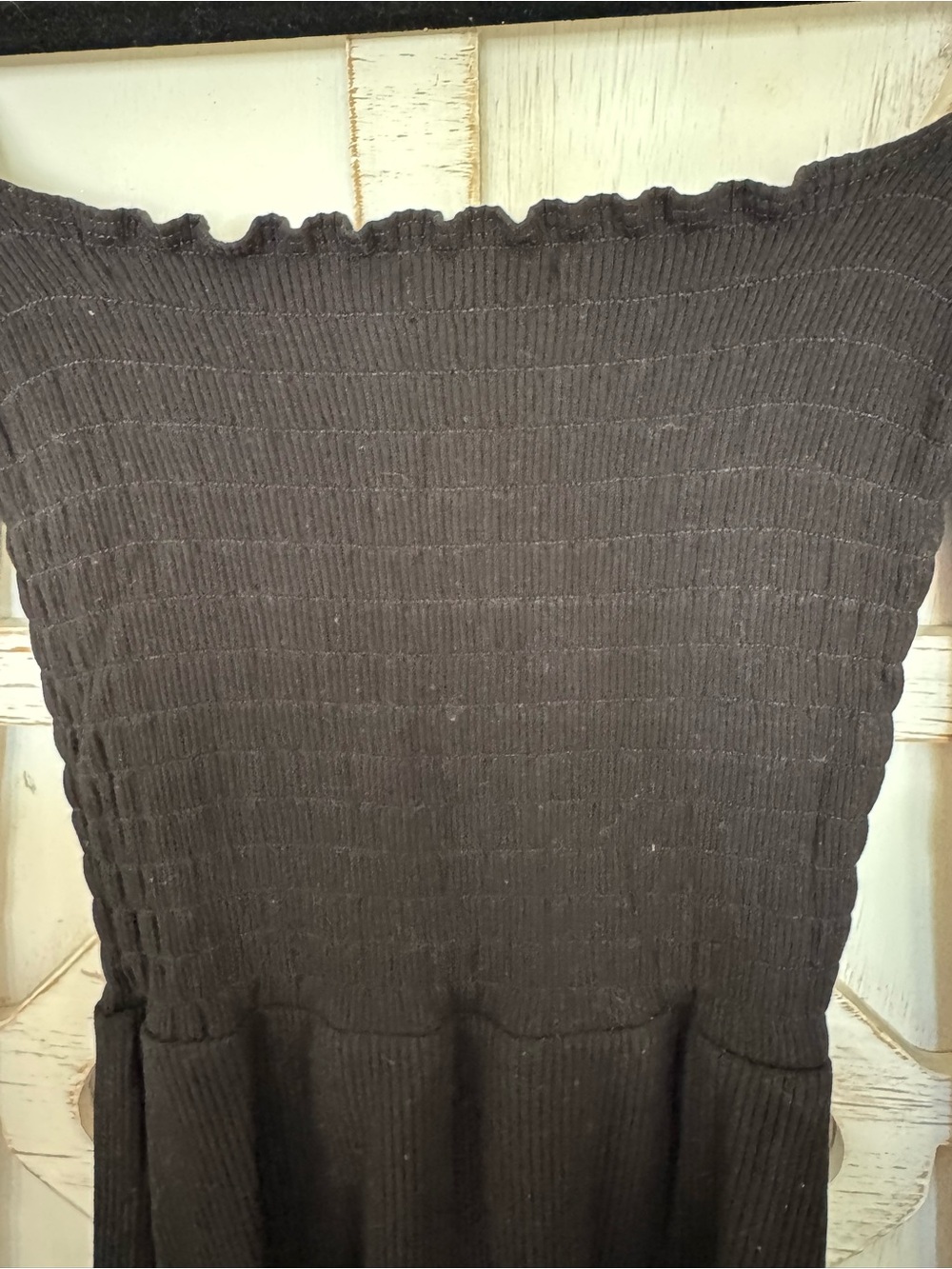 Reformation Jagger Smocked Square-Neck Long Sleeve Mini Dress - Black - Picture 5 of 7